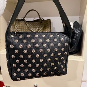 Khaite Inspired Leather and Silver Studded Handbag